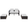 Set muebles de jardín 4 piezas y cojines ratán sintético marrón de vidaXL, Conjuntos de jardín - Ref: Foro24-40736, Precio: 3...