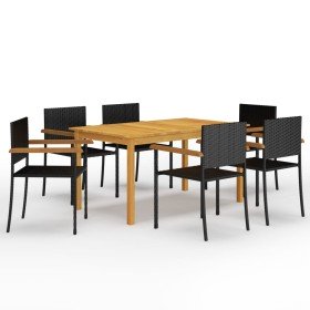 Juego de comedor para jardín de 7 piezas negro en Conjuntos de jardín | Comprar online en Foru.es