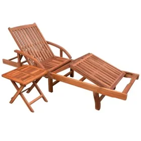 Verstellbare Sonnenliege mit Beistelltisch aus massivem Akazienholz von vidaXL, Liegen - Ref: Foro24-42594, Preis: 210,32 €, ...