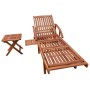 Tumbona ajustable con mesita madera maciza de acacia de vidaXL, Tumbonas - Ref: Foro24-42594, Precio: 195,85 €, Descuento: %