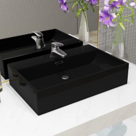 Lavabo con orificio para grifo cerámica 76x42,5x14,5 cm negro de vidaXL, Lavabos - Ref: Foro24-142743, Precio: 137,03 €, Desc...