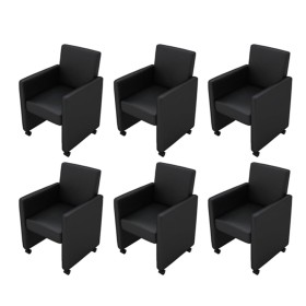 Sillas de comedor 6 unidades cuero sintético negro de vidaXL, Sillas de comedor - Ref: Foro24-160184, Precio: 898,01 €, Descu...
