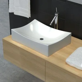 Lavabo de cerámica porcelana Art blanco con brillo de vidaXL, Lavabos - Ref: Foro24-140700, Precio: 74,67 €, Descuento: %