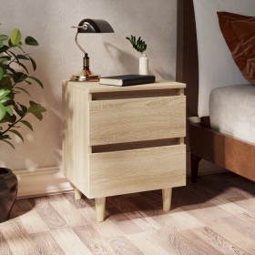 Mesita de noche patas madera maciza roble Sonoma 40x35x50 cm de vidaXL, Mesitas de noche - Ref: Foro24-805857, Precio: 51,35 ...