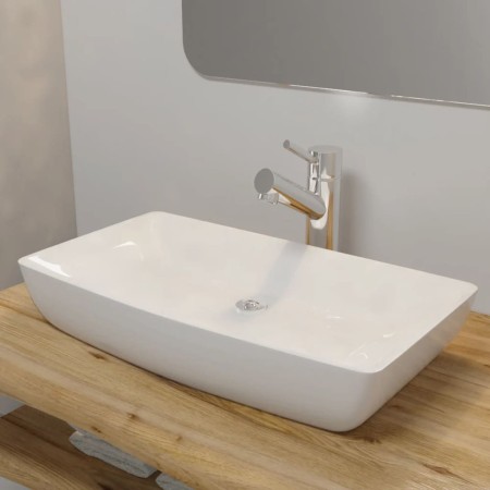 Lavabo lujoso rectangular ceráminca blanco 71x39 cm de vidaXL, Lavabos - Ref: Foro24-140691, Precio: 108,85 €, Descuento: %