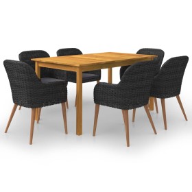 Juego de comedor para jardín de 7 piezas negro en Conjuntos de jardín | Comprar online en Foru.es