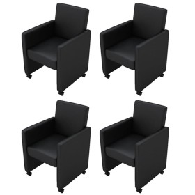 Sillas de comedor 4 unidades cuero sintético negro de vidaXL, Sillas de comedor - Ref: Foro24-160183, Precio: 564,68 €, Descu...