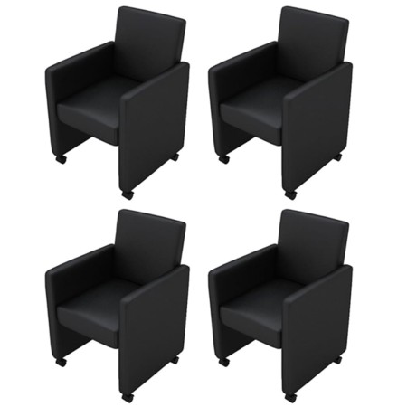 Sillas de comedor 4 unidades cuero sintético negro de vidaXL, Sillas de comedor - Ref: Foro24-160183, Precio: 564,68 €, Descu...