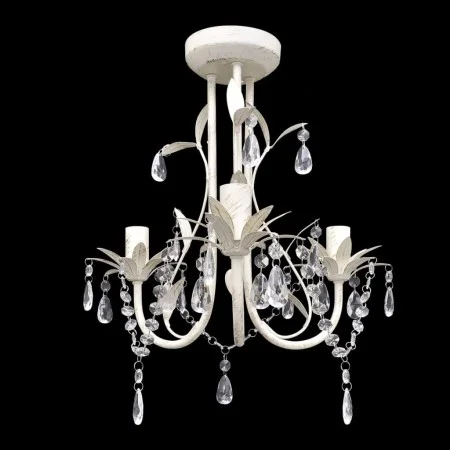 Lámpara colgante araña de cristal elegante blanca de vidaXL, Lámparas de araña - Ref: Foro24-240686, Precio: 54,95 €, Descuen...