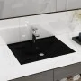 Lavabo rectangular cerámica orificio de grifo negro 60x46 cm de vidaXL, Lavabos - Ref: Foro24-140687, Precio: 85,10 €, Descue...