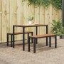 Conjunto de Comedor de Jardín con cojín 3 pcs Marrón Acero en Bancos de jardín | Comprar online en Foru.es