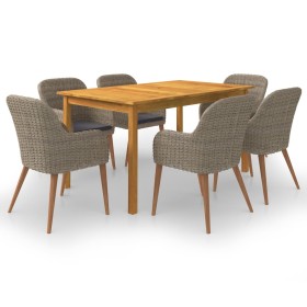 Juego de comedor para jardín 7 piezas marrón en Conjuntos de jardín | Comprar online en Foru.es
