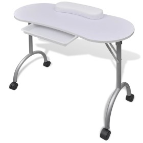 Mesa de manicura plegable con ruedas blanco de vidaXL, Juegos de útiles para manicura - Ref: Foro24-110124, Precio: 87,25 €, ...