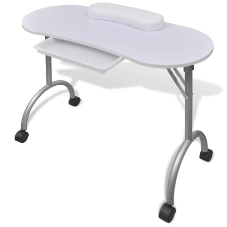 Mesa de manicura plegable con ruedas blanco de vidaXL, Juegos de útiles para manicura - Ref: Foro24-110124, Precio: 87,25 €, ...