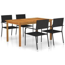 Juego de comedor para jardín de 5 piezas negro en Conjuntos de jardín | Comprar online en Foru.es