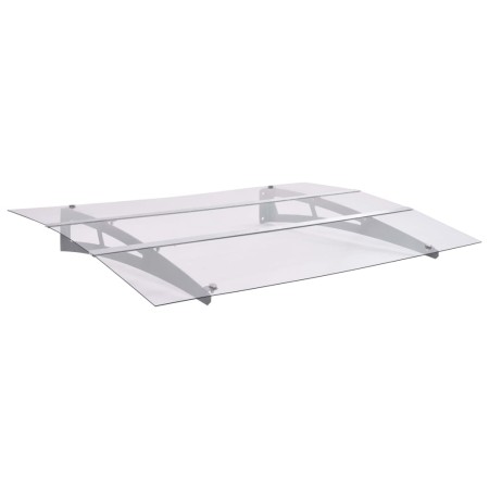 Marquesina puerta policarbonato plata y transparente 120x90 cm de vidaXL, Toldos - Ref: Foro24-144828, Precio: 90,83 €, Descu...