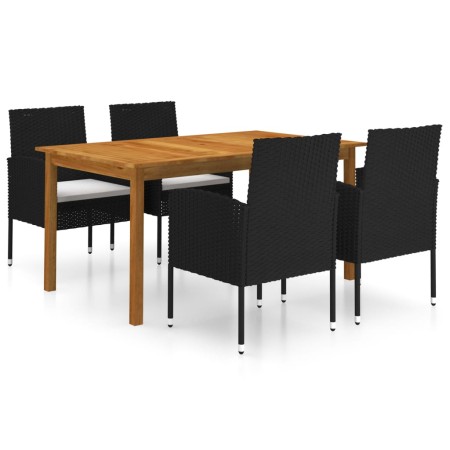 Juego de comedor para jardín de 5 piezas negro en Conjuntos de jardín | Comprar online en Foru.es