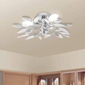 Ceiling lamp with crystal arms leaves white purple E14 by vidaXL, ceiling lights - Ref: Foro24-240980, Price: 32,29 €, Discou...