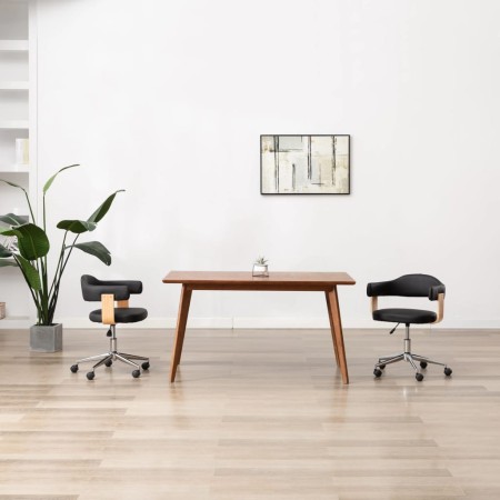 Silla de comedor giratoria madera curvada cuero sintético negro de vidaXL, Sillas de comedor - Ref: Foro24-287418, Precio: 13...