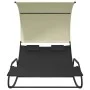 Double rocking sun lounger with black and cream canopy by vidaXL, Loungers - Ref: Foro24-317587, Price: 214,35 €, Discount: %