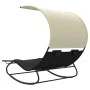 Double rocking sun lounger with black and cream canopy by vidaXL, Loungers - Ref: Foro24-317587, Price: 214,35 €, Discount: %