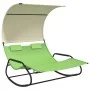 Double rocking lounger with green and cream canopy by vidaXL, Loungers - Ref: Foro24-317590, Price: 213,42 €, Discount: %