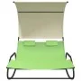 Double rocking lounger with green and cream canopy by vidaXL, Loungers - Ref: Foro24-317590, Price: 213,42 €, Discount: %