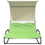 Tumbona mecedora doble con toldo verde y crema de vidaXL, Tumbonas - Ref: Foro24-317590, Precio: 216,48 €, Descuento: %