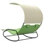 Double rocking lounger with green and cream canopy by vidaXL, Loungers - Ref: Foro24-317590, Price: 213,42 €, Discount: %