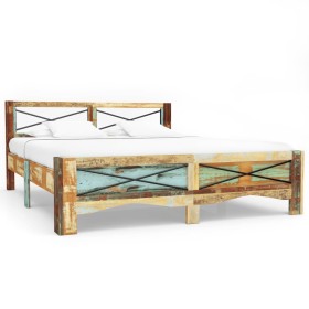 Estructura de cama de madera maciza reciclada 140x200 cm de vidaXL, Camas y somieres - Ref: Foro24-247666, Precio: 323,00 €, ...
