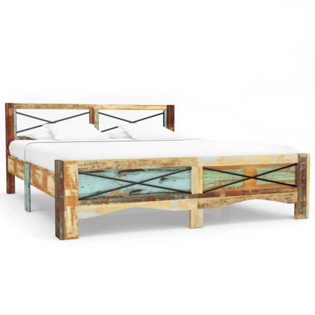 Estructura de cama de madera maciza reciclada 140x200 cm de vidaXL, Camas y somieres - Ref: Foro24-247666, Precio: 323,00 €, ...