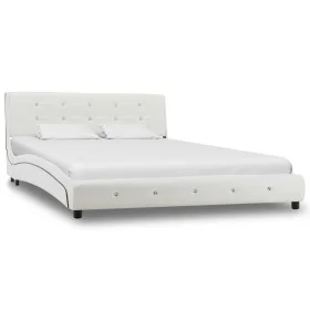 Estructura de cama de cuero sintético blanco 140x200 cm de vidaXL, Camas y somieres - Ref: Foro24-280314, Precio: 216,66 €, D...