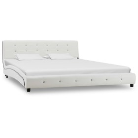 Estructura de cama de cuero sintético blanco 160x200 cm de vidaXL, Camas y somieres - Ref: Foro24-280315, Precio: 246,57 €, D...