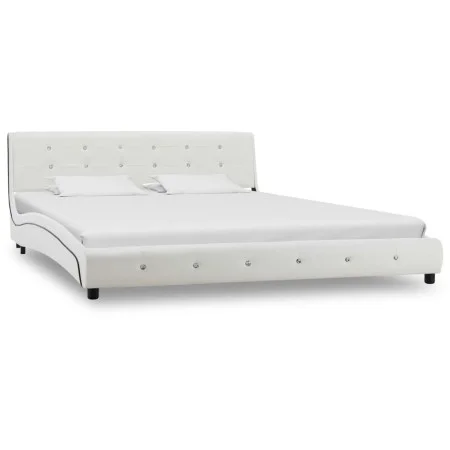 Estructura de cama de cuero sintético blanco 160x200 cm de vidaXL, Camas y somieres - Ref: Foro24-280315, Precio: 243,21 €, D...