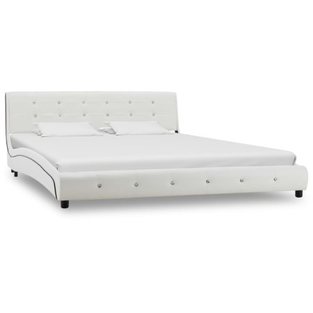 Estructura de cama de cuero sintético blanco 160x200 cm de vidaXL, Camas y somieres - Ref: Foro24-280315, Precio: 246,57 €, D...