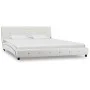 Estructura de cama de cuero sintético blanco 160x200 cm de vidaXL, Camas y somieres - Ref: Foro24-280315, Precio: 243,21 €, D...