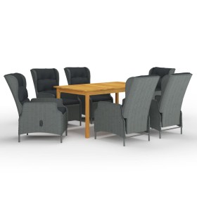 Juego de comedor para jardín de 7 piezas gris claro en Conjuntos de jardín | Comprar online en Foru.es