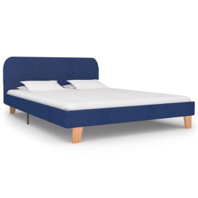 Estructura de cama de tela azul 140x200 cm de vidaXL, Camas y somieres - Ref: Foro24-280878, Precio: 147,14 €, Descuento: %