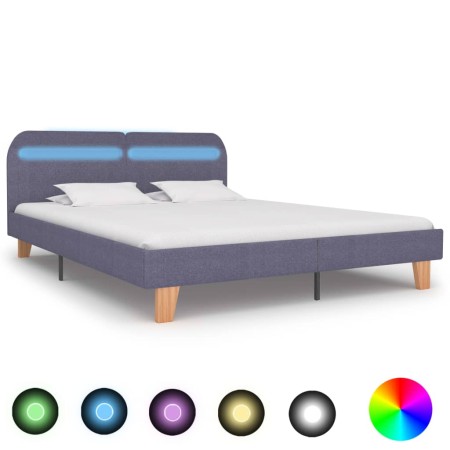 Estructura de cama con LED tela gris claro 160x200 cm de vidaXL, Camas y somieres - Ref: Foro24-280899, Precio: 171,74 €, Des...