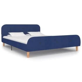 Estructura de cama de tela azul 140x200 cm de vidaXL, Camas y somieres - Ref: Foro24-280928, Precio: 184,53 €, Descuento: %