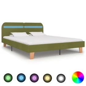 Estructura de cama con LED tela verde 180x200 cm de vidaXL, Camas y somieres - Ref: Foro24-280910, Precio: 131,81 €, Descuent...
