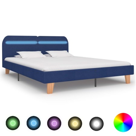 Estructura de cama con LED tela azul 160x200 cm de vidaXL, Camas y somieres - Ref: Foro24-280904, Precio: 149,98 €, Descuento: %