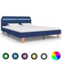 Estructura de cama con LED tela azul 160x200 cm de vidaXL, Camas y somieres - Ref: Foro24-280904, Precio: 149,98 €, Descuento: %