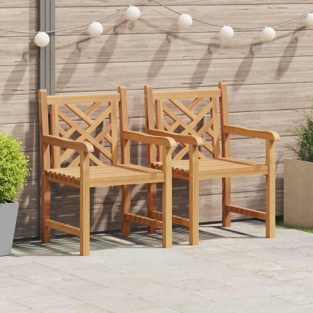 Silla 2 pcs Marrón 60 x 58 x 90 cm Madera de teca maciza en Sillas de jardín | Comprar online en Foru.es