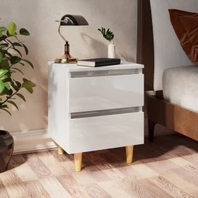 Bedside table with white pine wood legs with gloss finish 40x35x50cm by vidaXL, Nightstands - Ref: Foro24-805863, Price: 58,8...