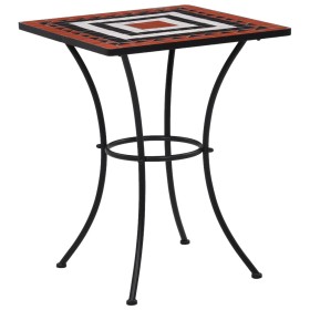 Mesa bistró de mosaico cerámica terracota y blanco 60 cm de vidaXL, Mesas de jardín - Ref: Foro24-46708, Precio: 106,30 €, De...