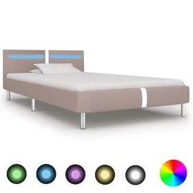 Estructura de cama con LED cuero sintético capuchino 90x200 cm de vidaXL, Camas y somieres - Ref: Foro24-280861, Precio: 148,...