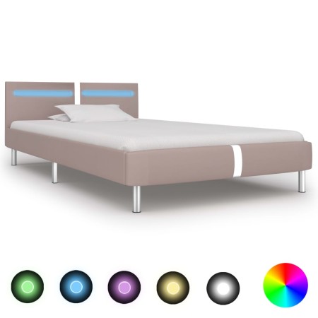 Estructura de cama con LED cuero sintético capuchino 90x200 cm de vidaXL, Camas y somieres - Ref: Foro24-280861, Precio: 151,...