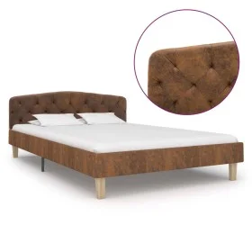 Estructura de cama de piel de ante artificial marrón 120x200 cm de vidaXL, Camas y somieres - Ref: Foro24-284938, Precio: 162...
