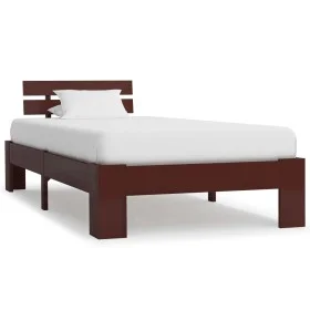 Dark brown solid pine wood bed frame 90x200 cm by vidaXL, Beds and slatted bases - Ref: Foro24-283172, Price: 81,19 €, Discou...